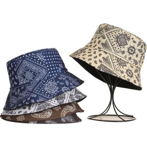 Summer Cashew Flowers Cotton Bucket Hats for Men Women Hip Hop Bob Street Panama Casquette Outdoor Fisherman Hat Fishing Caps