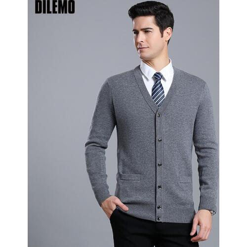 2021 Thick New Fashion Brand Sweaters Men Cardigan High-quality Slim Fit Jumpers Knitwear V Neck Winter Casual Clothing Male