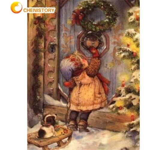 CHENISTORY 60x75cm Frame Painting By Number Christmas Coloring By Numbers Acrylic Paint On Canvas Home Decors Wall Art Picture