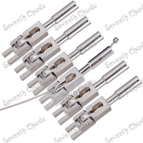 A Set 6 Chrome Tremolo Bridge Locked String Saddles for Electric Guitar String through Saddle Not need Insert Block guitar parts