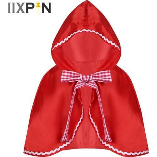 IIXPIN Girls Hooded Cloak Cape Halloween Cosplay Party Costume Dress Up Hooded Cloak Baby Little Girls Red Riding Hood rollin