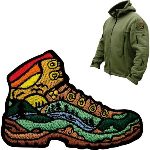 Climbing Boot Embroideried Patch Applique Embellishment MIlitary Tactical Mountain Natural Lover Embroidery Patches