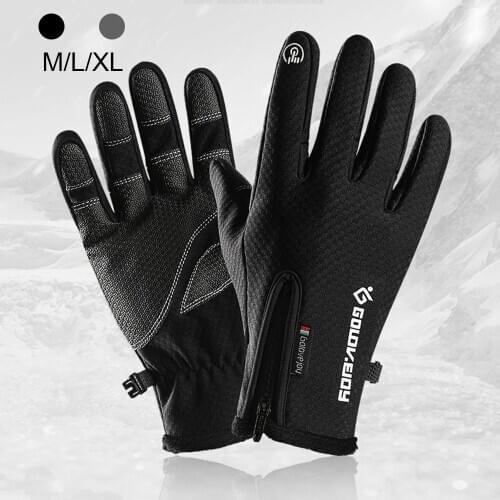 Cold-proof Ski Gloves Waterproof Winter Gloves Cycling Fluff Warm Gloves Touchscreen Outdoor Windproof Anti Slip Camping Gloves