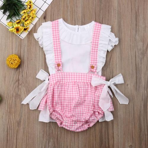 Pudcoco Newest Fashion Newborn Baby Girl Clothes Princess Sleeve Tops Bowknot Strap Bib Pant 2PCS Outfit Set
