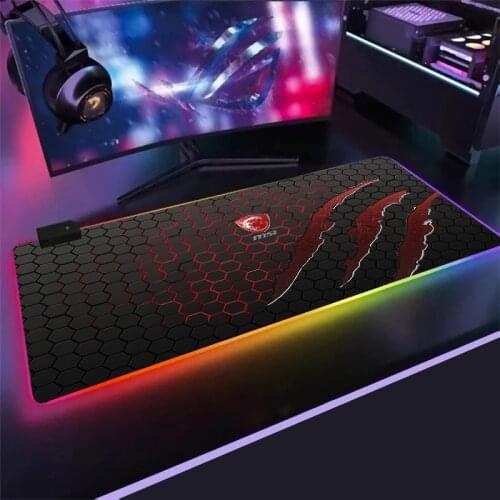 2021 NEW DESIGN MSI Mouse Pad LED RGB Big Size XXL Gamer Anti-slip Rubber Pad Play Mats Gaming for Keyboard Laptop Computer mat