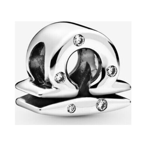 Wholesale 925 Sterling Silver Sparkling Libra Zodiac Charm CZ Beads Fits Original Pandora Bracelets Fine Jewelry Making