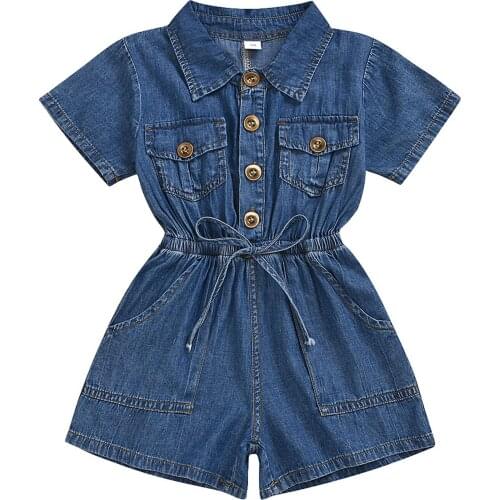 Oyolan Kids Girl Overalls Clothes Infant Baby Kids Girl Denim Romper Jumpsuit Playsuit Sunsuit Casual Summer Outfits Clothes