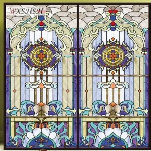 Custom Size Window Film Mixed Color Static Cling Symmetry Stained Home Decoration Durable Recyclable Glass Sticker 40cmx100cm