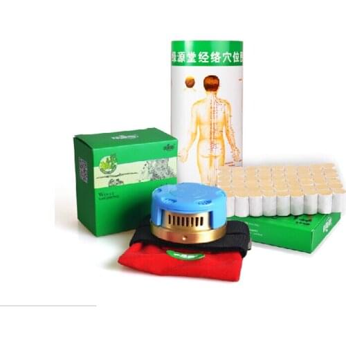 Portable Stainless steel moxibustion massage box with 54pcs 5 years moxa stick acupuncture moxibustion massage apparatus