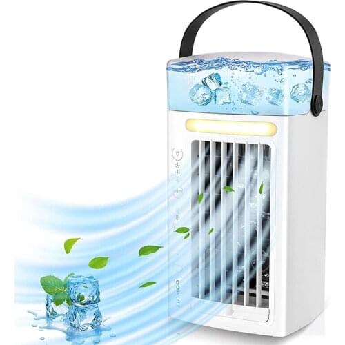 Portable Air Cooling Fan USB Mini Air Cooler Desk Cooling Fan with 7 Color LED Light 3 Speed Air Circulation for Home UD88