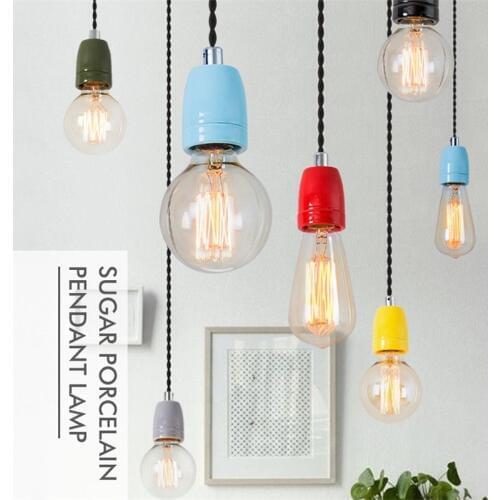 Simple Ceramic Enamel Lamp Modern LED Pendant Light Edison Industrial Wind HangLamp Dining Room Lights Antique Pendant Lighting