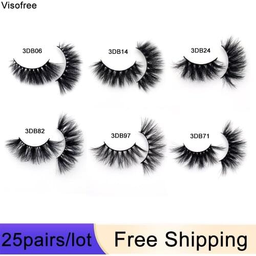 Visofree 25 Pairs Mink Eyelashes Dramatic Handmade Faux 3D Mink Lashes Fluffy Makeup Thick Fake Lashes Cruelty-free Eye Lashes