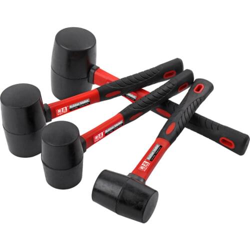 Rubber hammer Elastic rubber hammer installation hammer Soft rubber round head two-color fiber handle thor hammer