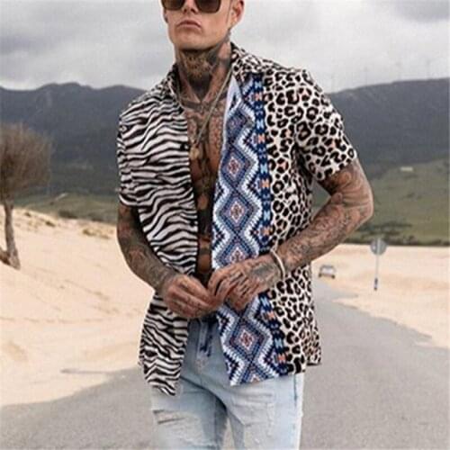 Mens Shirts Fashion Lapel 2021 Summer Mens Loose Casual Trend Printed Shirt Cardigan Casual Short Sleeve Shirt for Men