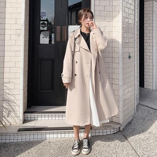 2021 New Womens Solid Trench Coat Chic Epaulet With Belt Autumn Loose Moda Mujer Casual Plus Size Long Windbreaker Coats Female