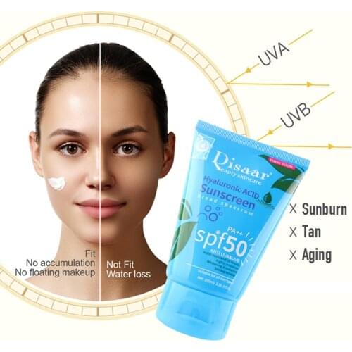 Hyaluronic Acid Sunscreen Moisturizing Sunblock SPF50 Oil Control Waterproof Longlasting Isolation Face Cream 100g