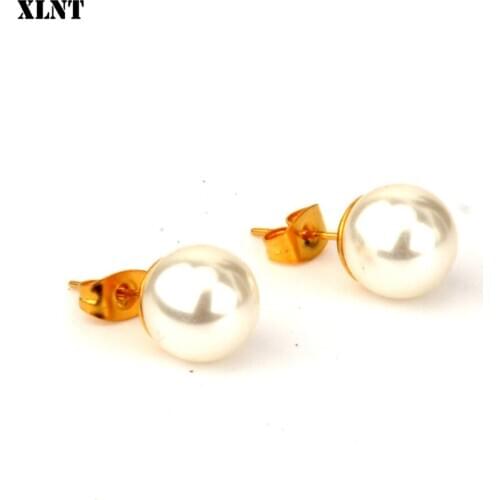 XLNT White Simulated Pearl Earrings For Women Jewelry On Ear Ball Stud Earrings kit Bijouteria brincos Bijoux