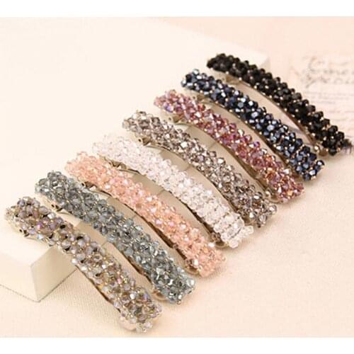 Womens Fashion Blings Headwear Handmade Full Crystal Hair Clip Barrette Hairpin