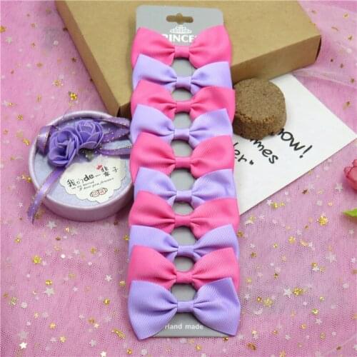 10PCS/Lot Purple and Dark Pink With Hairpins Grosgrain Ribbon Bows Clips 2020 Korean Creativity Hair Accessories For Baby Girls