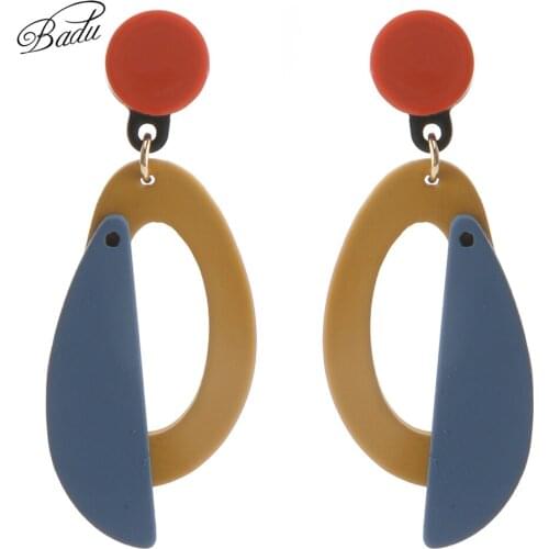 Badu Acrylic Drop Earrings Women matching Color Hoop Dangle Earring Lightweight Stud Fashion Jewelry wholesale Drop shipping