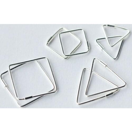 Trendy Geometric Triangle Round Square Stud Earring for Women Fashion 925 Sterling Silver Earrings Simple Jewelry