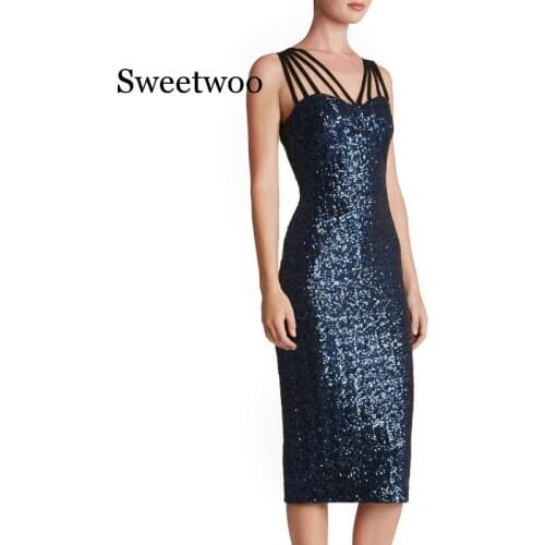 Sweetwoo Autumn Gold Sequined Backless Sexy Dress Women sleeveless Dress Christmas Party Club Strap Dresses Vestidos