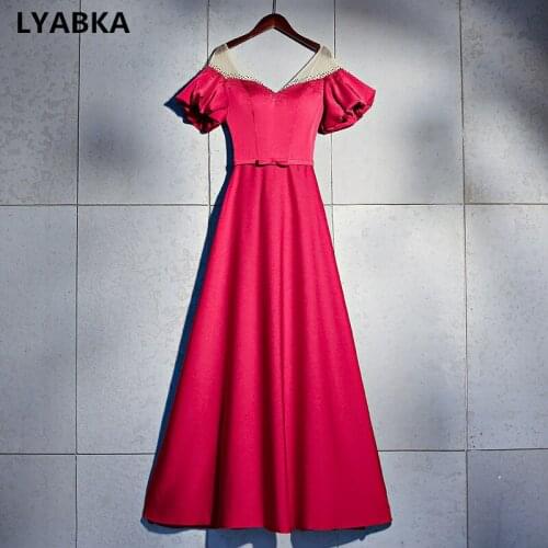 Sexy Sweetheaart Evening Dress Eleagant Robe De Soiree Burgundy Satin With Bow Evening Dresses Long Dress 2019 Vestido De Festa