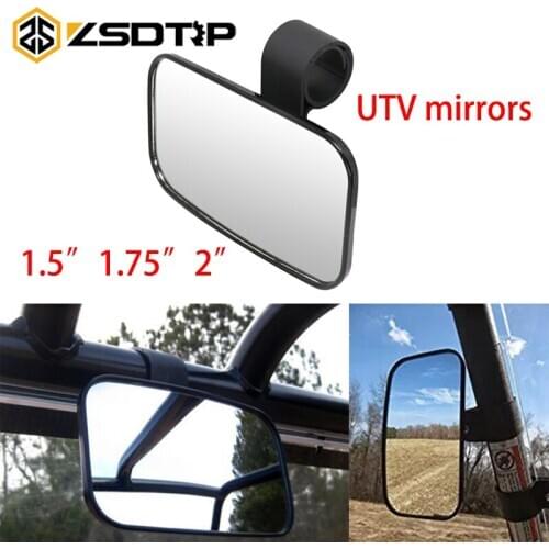ZSDTRP UTV/ATV Rearview Mirror With Shatter-Proof Tempered Glass Universal Rear View Mirrors For 1.5"/1.75"/2" Roll Cage