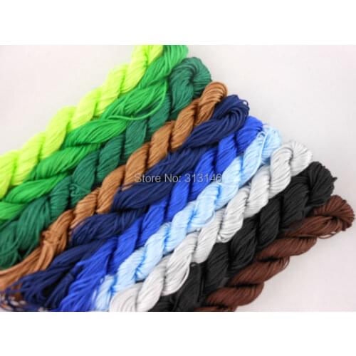 10 Rolls Rattail 1.0mm Diameter Jewelry Beading Shamballa Bracelet Nylon Cord Mixed Rainbow Chinese Knot Beads Ropes String