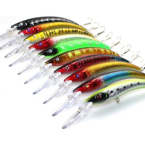 10pcs/lot 15.3g 15.5cm Minnow Fishing Lure Bait Bass Blue-Runner Carp Catfish Cod Simulation Artificial Life-like Fishing Bait