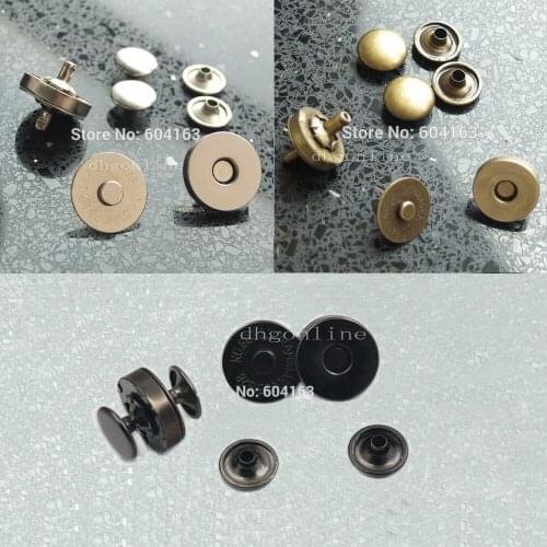100 Sets 14mm 0.55" Magnetic Snap Purse Button Double Rivet Stud closure Clasp High Quality Nickle Bronze Nickle-Black