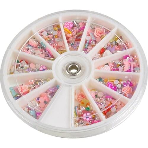1200 Pcs Mixed Flowers Bowknot Nail Art Tips Glitters Slice Decoration Manicure Nail Art Tip Sequins Decal Nail Art Nail Jewelry