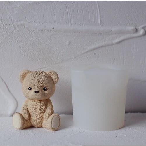 3d Cute Plush Bear Candle Mold Silicone Mold Aromatherapy Candle Making Diffuser Stone Plaster Mold Honey Pot Mold