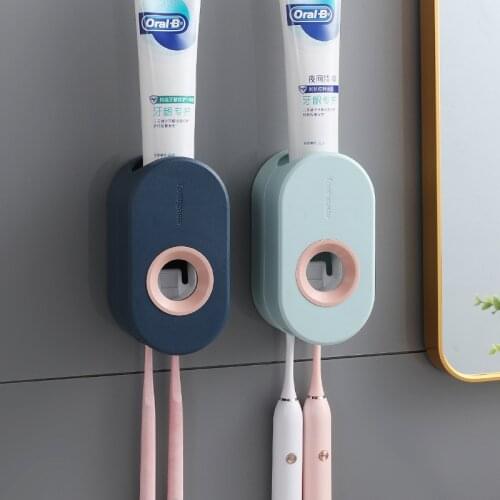 Adhesive Automatic Toothpaste Squeezer Set Wall-mounted Toothpaste Holder Toothbrush Rack Wall Suction Toothpaste Squeezer