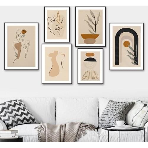 Bohemian Abstract Girl Body Plant Scenery Wall Art Canvas Painting Nordic Posters And Prints Wall Pictures For Living Room Decor