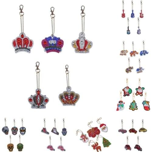 5Pcs Diamond Painting Snowman Keychain Animal Butterfly Diamond Embroidery Keyring Woman Girl Bag Pendant Christmas Gifts