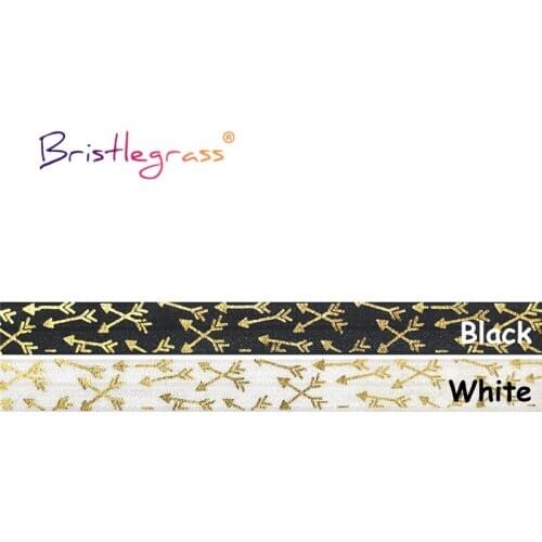 BRISTLEGRASS Combo 4 Yard 5/8" 15mm Arrow Foil Print Fold Over Elastic FOE Spandex Band Tape Hair Tie Headband Dress Sewing Trim
