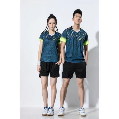 Quick Dry Tennis Badminton Sports Suits V-Neck Breathable Sweat Absorption Tennis Sports Suit Set For Couples L942SHD