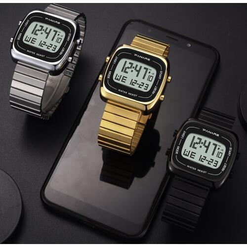 SYNOKE New Arrival Men Digital Watches Business Stainless Steel Multi-function LED Waterproof Luxury Alarm Clock Watches for Men