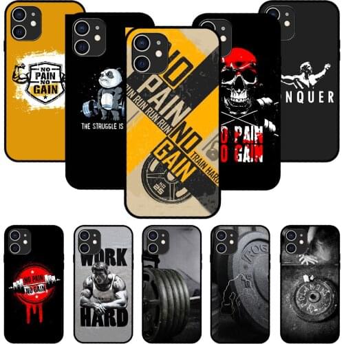 For iPhone 11 12 8 Plus Mini Pro X XR XS Max 4 5 7 6 6S 8 SE Phone Case Black Cover Coque 3D Waterproof Art Shell Gym Fitness
