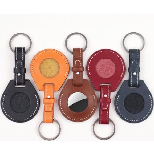 AirTag Case Genuine Leather Key Ring Baseus for Apple AirTags Keychain Tracker Device Protect Sleeve Protector Bumper