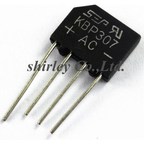 Free shiiping 100PCS Ballasts 3A 1000V KBP307 diode bridge rectifier KBP 307 DIP-4 power diode electronica componentes