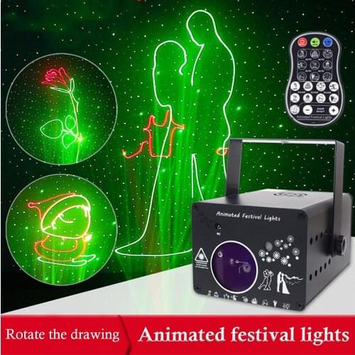Disco Laser Lights RGB DMX512 Scanner Animation Stage Lights Colorful DJ Party Xmas Indoor Lighting