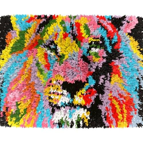 Latch hook rug with Pre-Printed Pattern Carpet embroidery set Lion Foamiran for needlework Hobby and needlework Tapestry