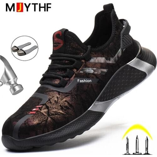 MJYTHF Safety Shoes For Men Women Steel Toe Sneakers Indestructible Work Shoes Lightweight Men Shoes Anti-Smashing Work Boots