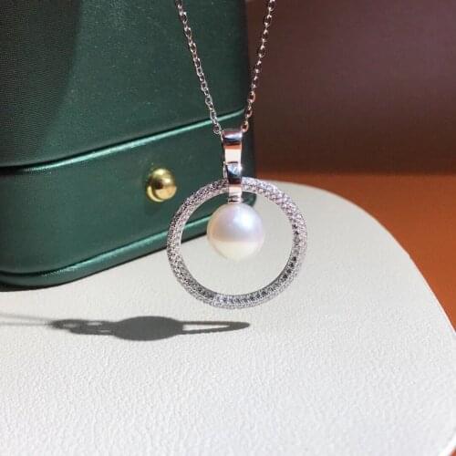 Circle Style 925 Sterling Silver Pendant Base Settings Mountings Findings Parts for Pearl Crystal Jade Agate Beads Stones