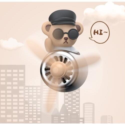 Bear Pilot small fan car air outlet fragrance style cartoon creative small airplane car air outlet fragrance