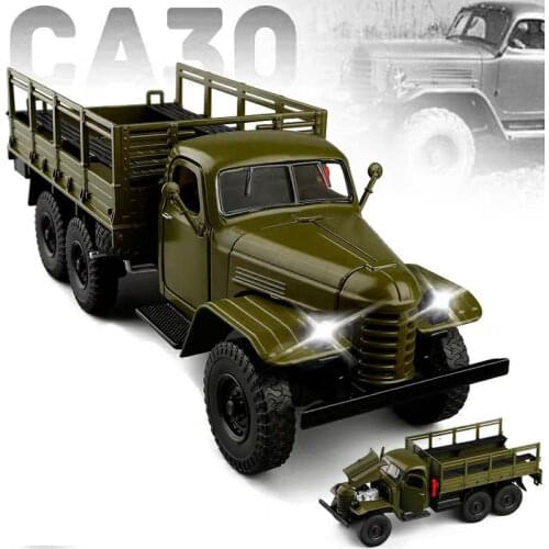 1:32 Scale Diecast Alloy Miniature Metal Trucks Collection Static Simulated Military Transport Acousto-optic Vehicle Model Gift