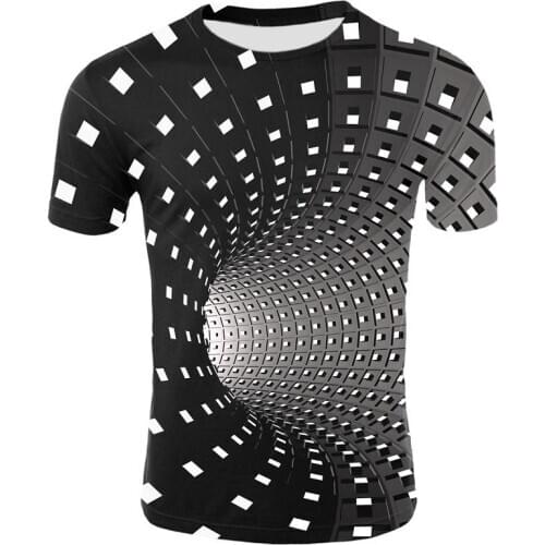 Men 3D Printing T-Shirt Summer Vertigo Hypnotic Funny Short Sleeve Tops Male Stimulate the Eye Pullover Tees Plus Size