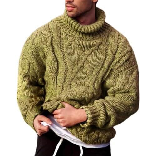 Men Pullover Fashion Autumn Winter Twist Braid Knit Sweater Turtle Neck Jumper Pullover Sweatshirt 2021 свитер